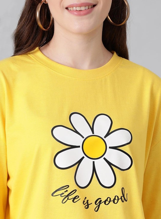 KOTTY Women's Cotton Blend Printed Oversized T-Shirts - Image 5
