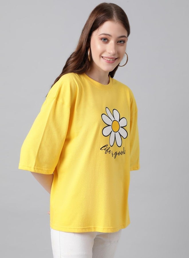 KOTTY Women's Cotton Blend Printed Oversized T-Shirts - Image 2