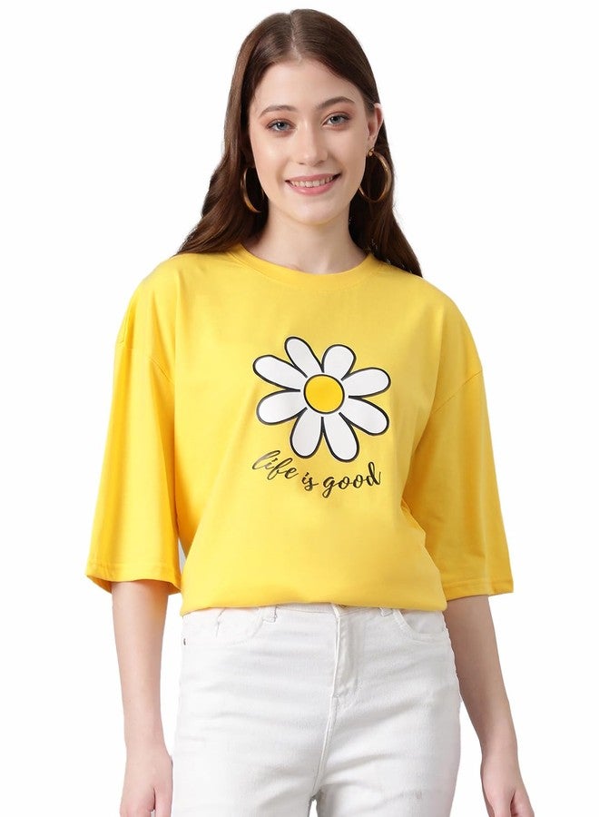 KOTTY Women's Cotton Blend Printed Oversized T-Shirts - Image 1