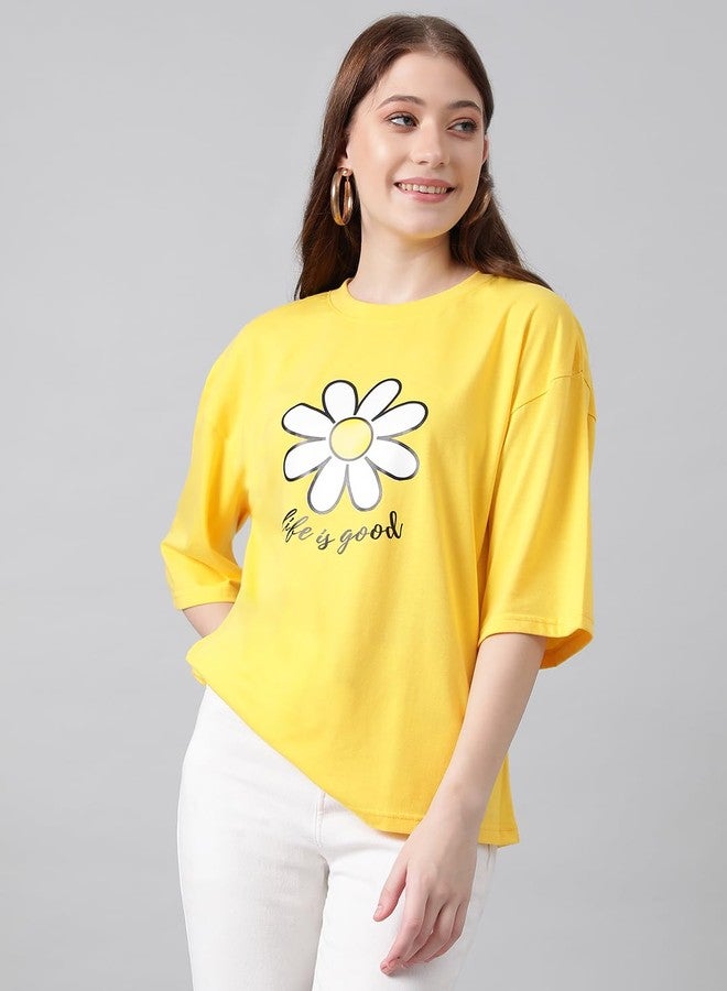 KOTTY Women's Cotton Blend Printed Oversized T-Shirts - Image 3