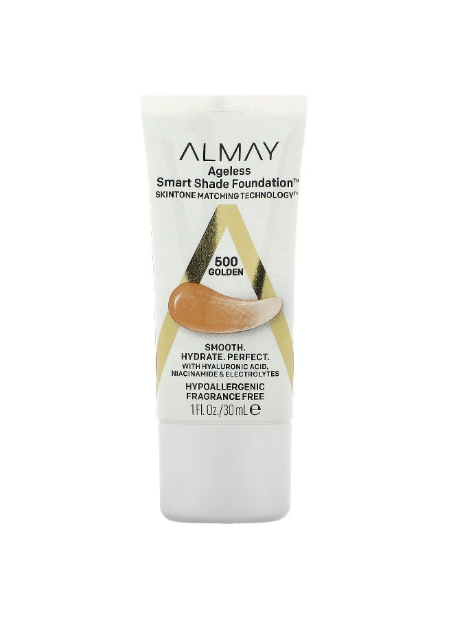 Almay Almay, Ageless Smart Shade Foundation, 500 Golden, 1 fl oz (30 ml)  - Image 1