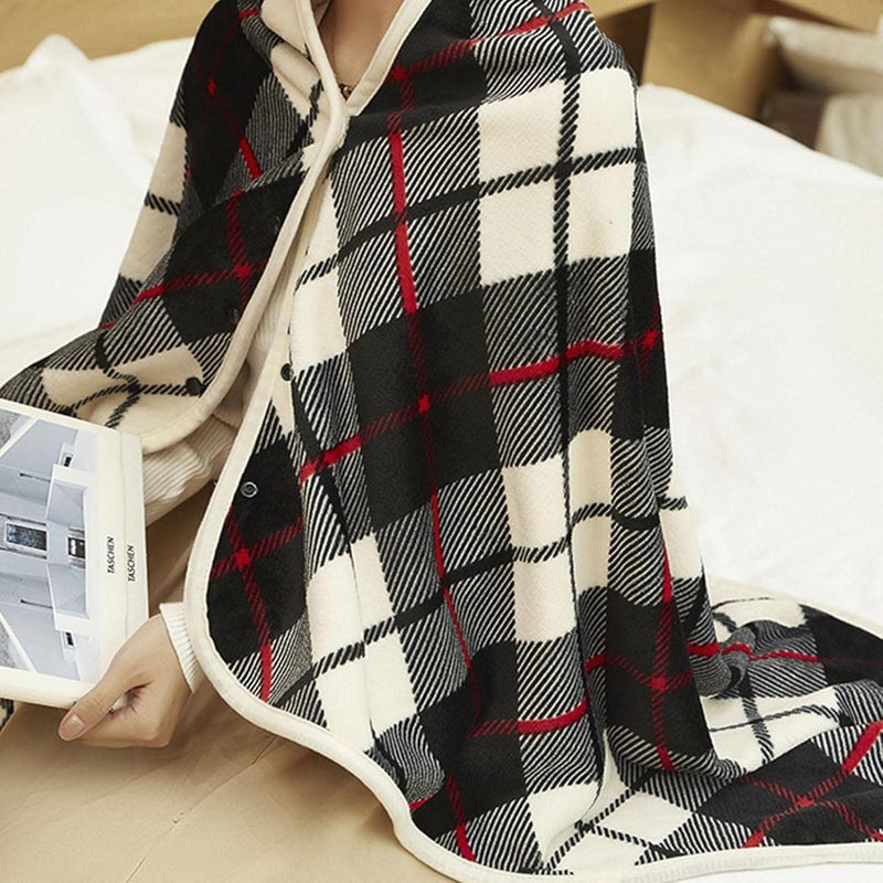 Heated Electric Throw Blanket - Mink Red Plaid Heated Blanket with a Timing Function - Washable Bed Blankets, Winter Thermal Insulation Products for Sofas, Bedrooms, Dormitorys, and Cars Use - Image 2
