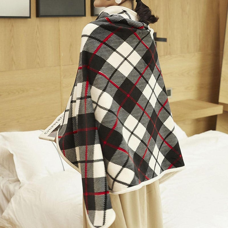 Heated Electric Throw Blanket - Mink Red Plaid Heated Blanket with a Timing Function - Washable Bed Blankets, Winter Thermal Insulation Products for Sofas, Bedrooms, Dormitorys, and Cars Use - Image 4