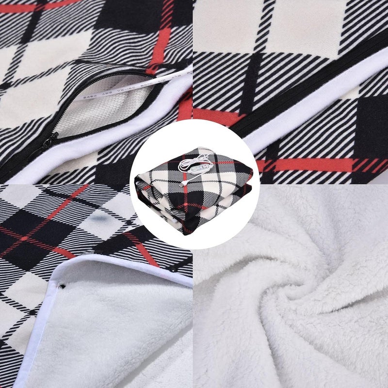 Heated Electric Throw Blanket - Mink Red Plaid Heated Blanket with a Timing Function - Washable Bed Blankets, Winter Thermal Insulation Products for Sofas, Bedrooms, Dormitorys, and Cars Use - Image 5