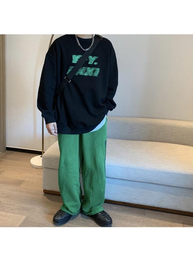 New Round Neck Retro Printed Hooded Sweatshirt