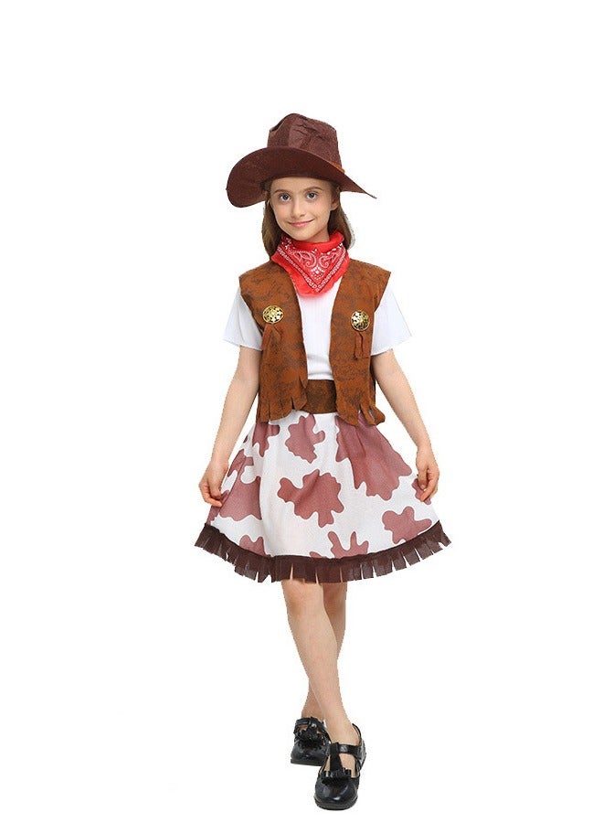 5 قطع رداء راعية البقر الزي الزي راعية البقر للأطفال فتيات كوزبلاي مستلزمات الحفلة - Image 1