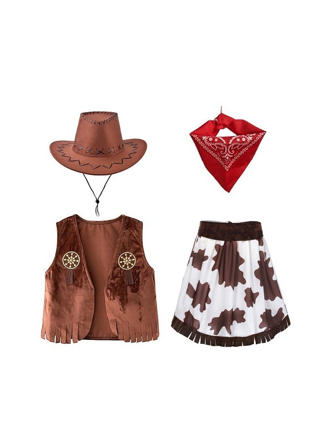 5 قطع رداء راعية البقر الزي الزي راعية البقر للأطفال فتيات كوزبلاي مستلزمات الحفلة - Image 2