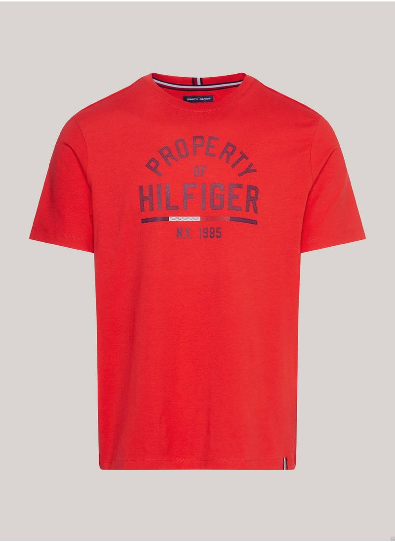 TOMMY HILFIGER Men's Sport Graphic Logo T-Shirt -  Cotton, Red  - Image 2