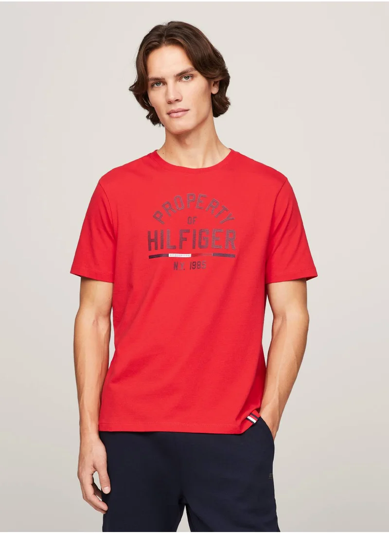 TOMMY HILFIGER Men's Sport Graphic Logo T-Shirt -  Cotton, Red