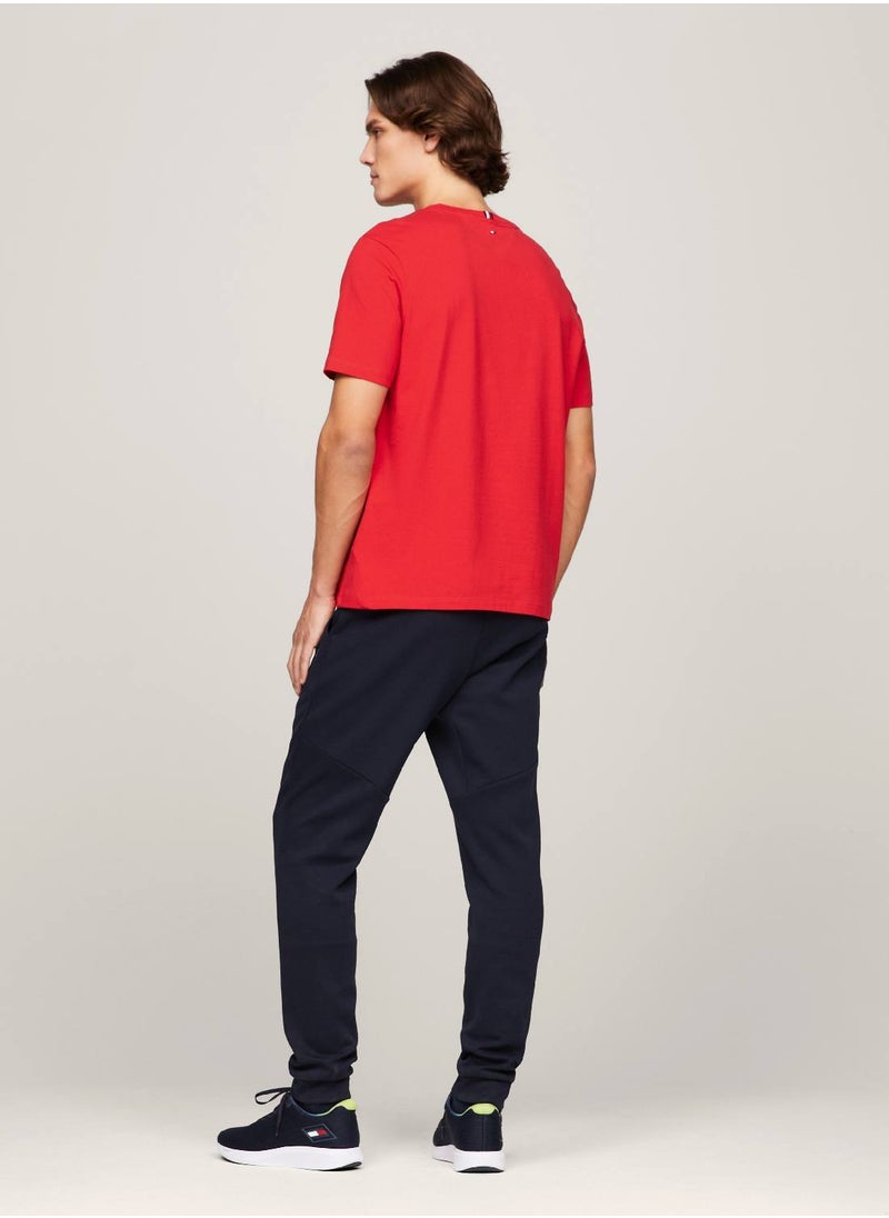 TOMMY HILFIGER Men's Sport Graphic Logo T-Shirt -  Cotton, Red  - Image 3