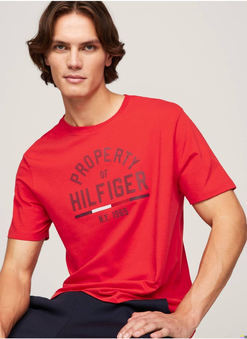 TOMMY HILFIGER Men's Sport Graphic Logo T-Shirt -  Cotton, Red  - Image 4