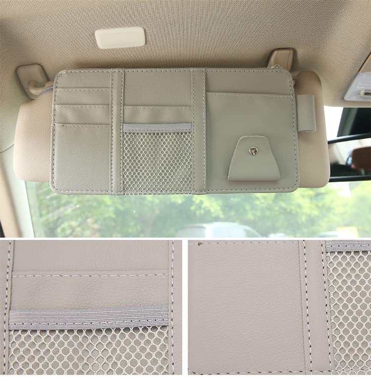 BROGBUS Car Visor Organizer Sun Visor Organizer For Car Pens, Sunglasses And Document Pockets (Grey, Car Boot Bags) - Image 4