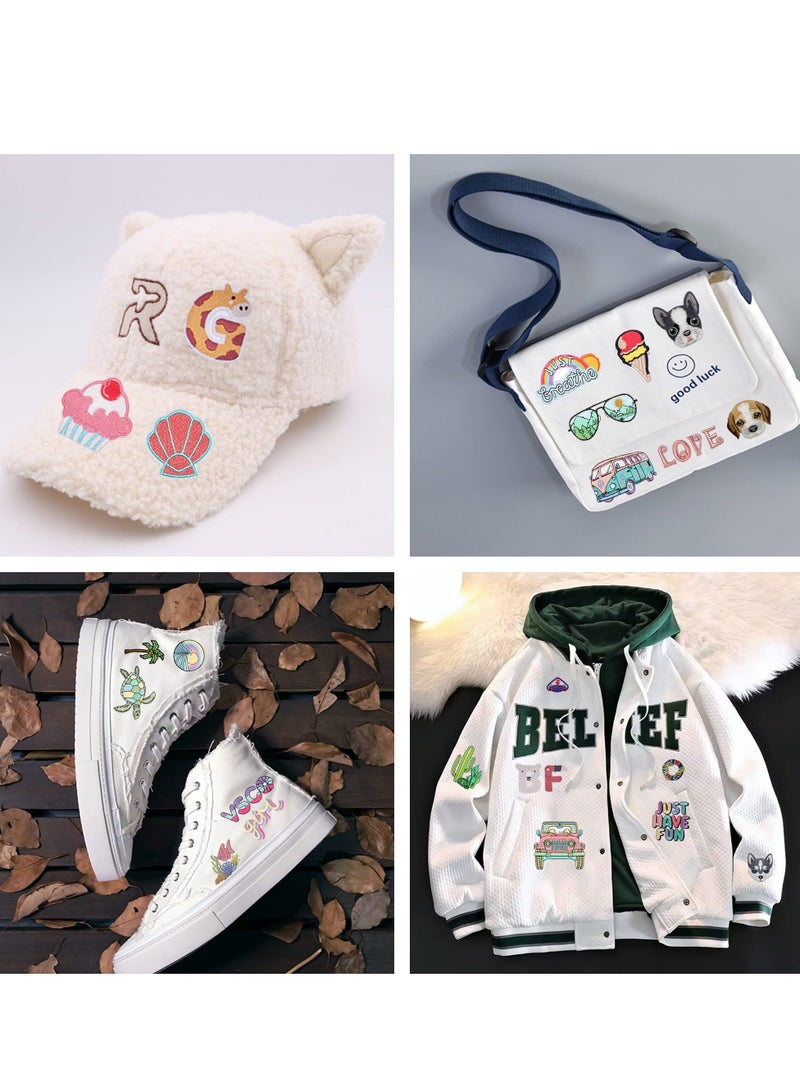 Embroidered Iron on Patches, 60 Pcs Bright Colors Cute Sew On Applique Patches for Clothing, DIY Patch for Clothing Sew On Set, Iron on Patches for Jeans Dress Clothing Hats Bags Arts Crafts - Image 5