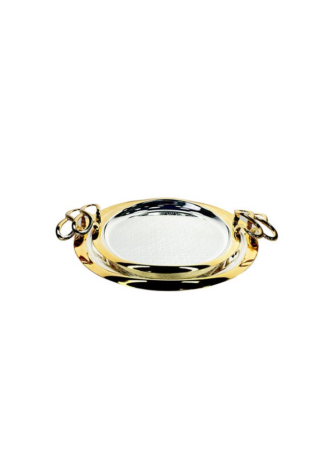 ZOLTEN - طقم صينية دائري كبير ومتوسط الحجم من الفضة المطلية بمكونين - Image 1