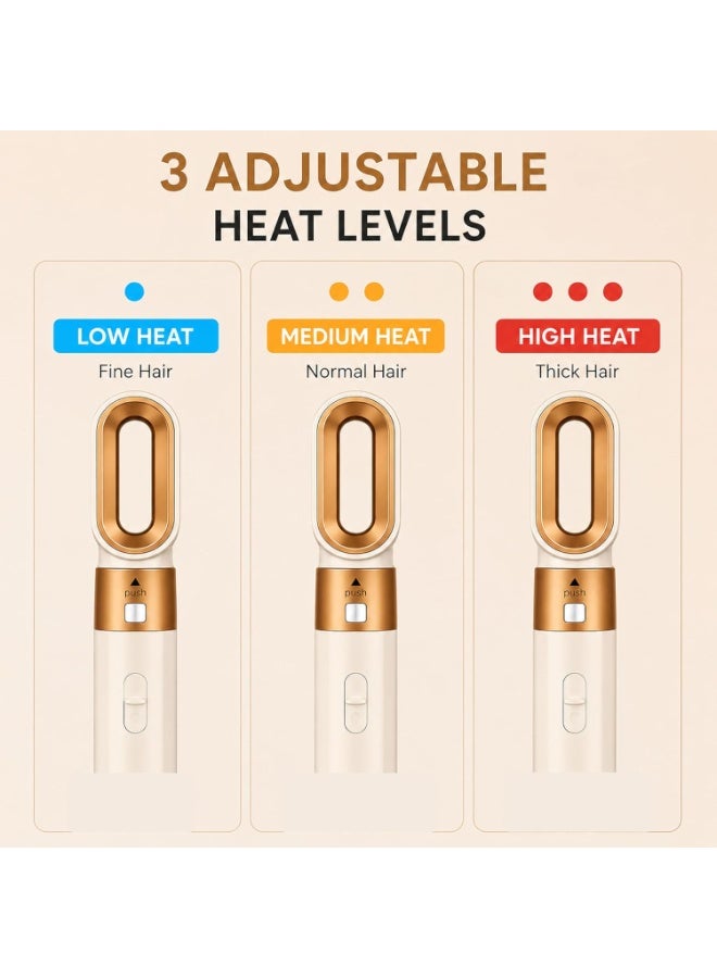 5 in 1 Hot Air Brush Hair Styler, Multifunctional Hair Styling Tool with 3 Heat Levels, Blow Dryer Brush for Straightening Curling and Drying - Image 3