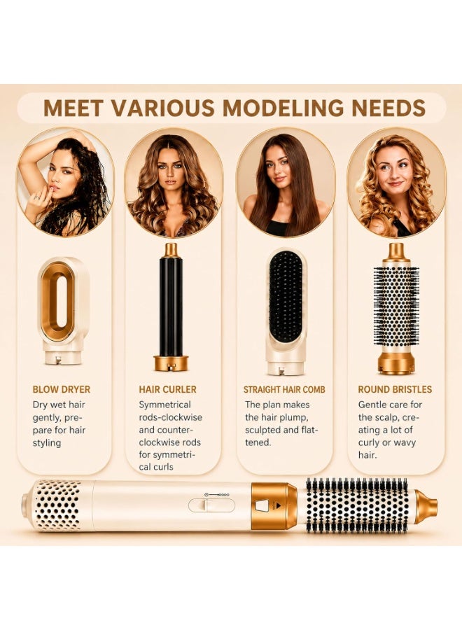 5 in 1 Hot Air Brush Hair Styler, Multifunctional Hair Styling Tool with 3 Heat Levels, Blow Dryer Brush for Straightening Curling and Drying - Image 5