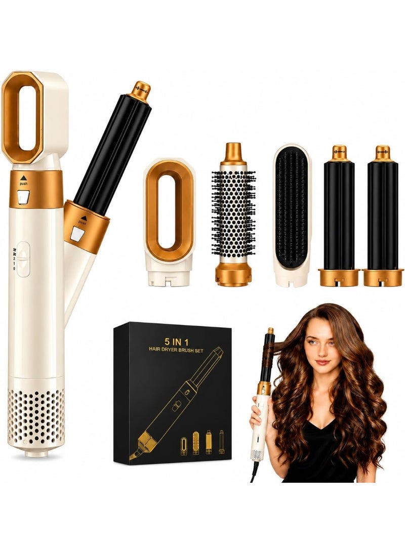 5 in 1 Hot Air Brush Hair Styler, Multifunctional Hair Styling Tool with 3 Heat Levels, Blow Dryer Brush for Straightening Curling and Drying - Image 1