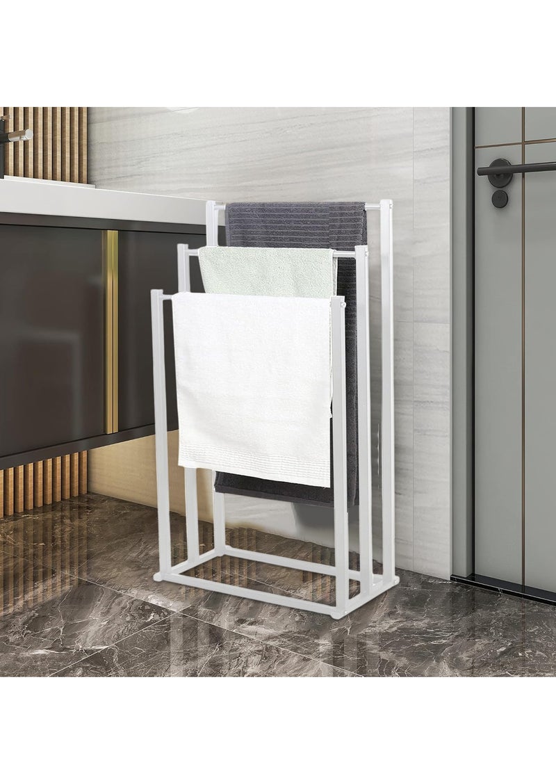 XiuWoo 3-Tier Large Capacity Freestanding Metal Folding Towel Rack, Anti-rust Coating Metal Ladder Towel Holder, Drying Stand, Bathroom Bath Organizer Rack for Space Saving  - Image 1