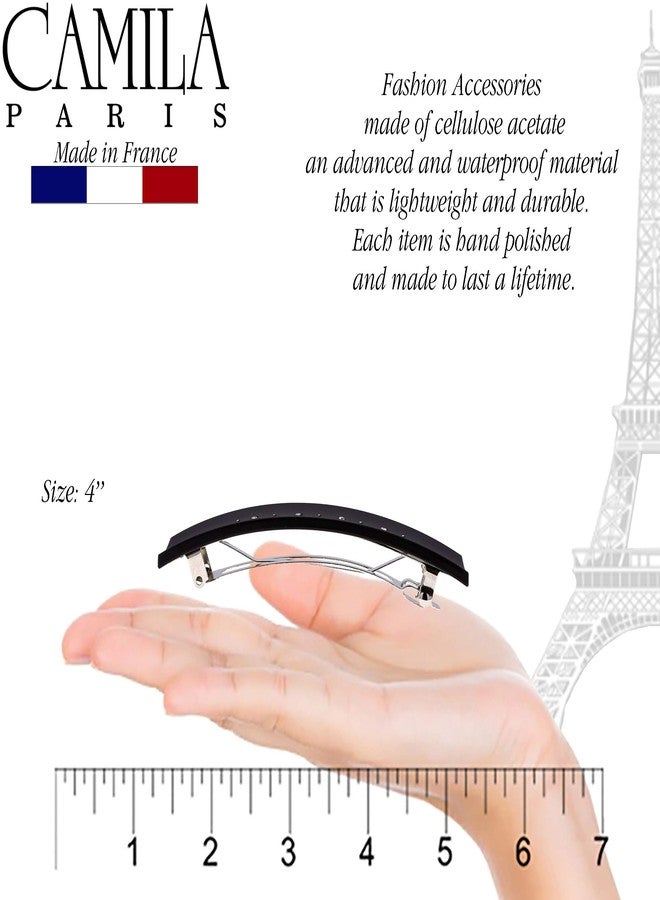 Camila Paris CP2652 French Hair Barrette Clip for Girls, Black, Metal Automatic Clasp Strong Hold Grip Hair Clips for Women, No Slip and Durable Styling Girls Hair Accessories, Made in France - Image 3
