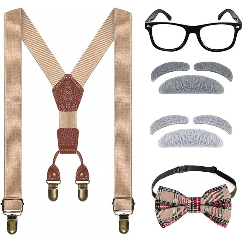 connics Kids 100th day of school costume for Boys, Old man dress up for kid, Old person costume For Boy,Grandpa Costume Kids - Image 1