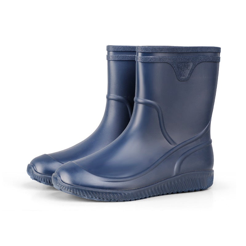 Plush-Lined Mens Rain Boots Pure Blue 