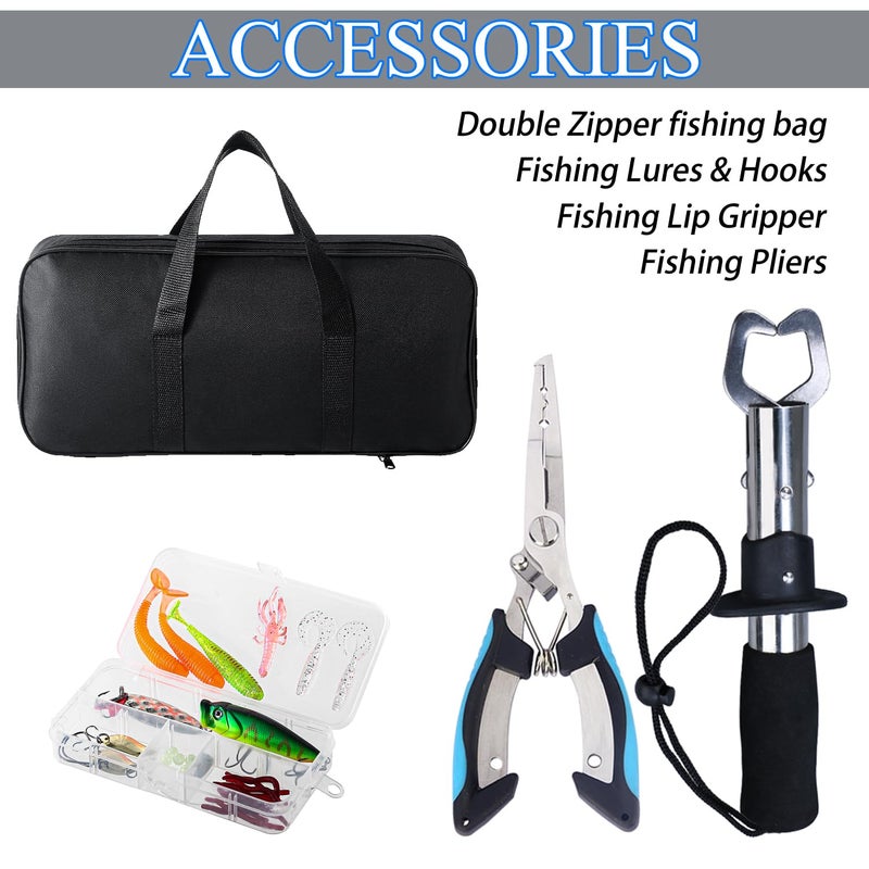 Tripquips Fishing Rod, 6.9ft Telescopic Fishing Rod and Reel Combo with Fishing Pliers and Lip Gripper Fishing Equipment, 5.2:1 Pre-Loaded Spinning Reel Combo Set Fishing Pole(LF30 Green) - Image 5