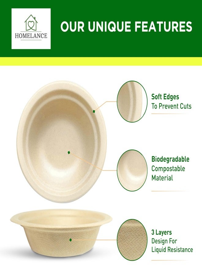 Homelance Compostable Bowls 16 OZ / 473 ml 150Pcs - Bamboo & Bagasse Disposable Bowls for Hot Soup-Temperature Resistant & Microwave Safe - Paper Bowls Disposable for Daily Meals (Pack of 150) - Image 2