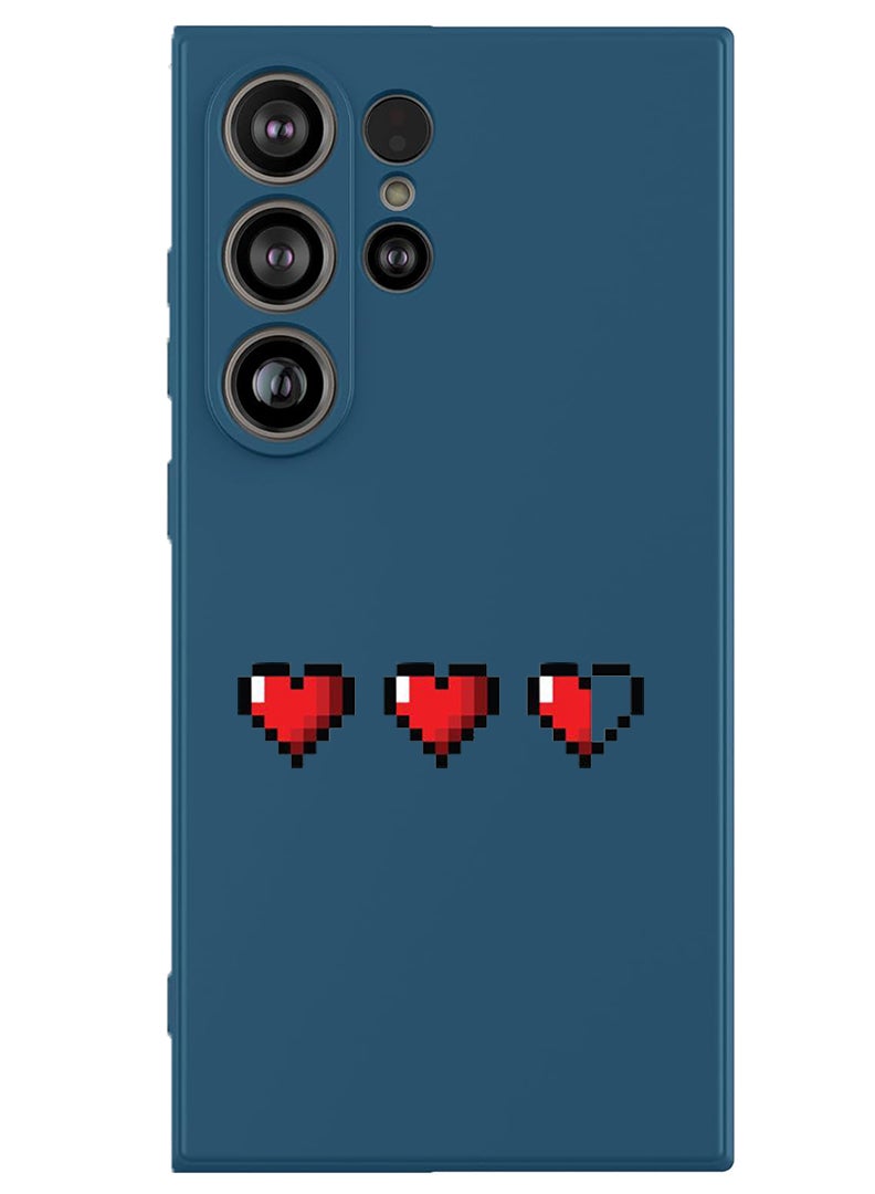 Theodor Protective Slim Fit Case Liquid Silicone Cover with Full Body Protection Anti-Scratch Shockproof Case For Samsung Galaxy S25 Ultra (Blue) - 3 Hearts - Image 1