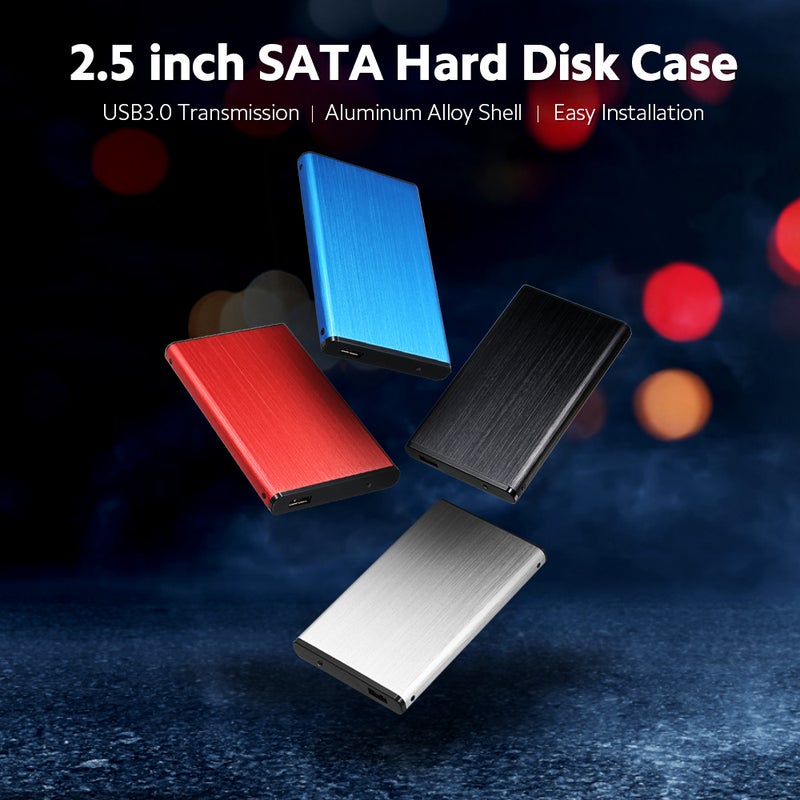 حافظة أقراص صلبة محمولة USB3.0 بحجم 2.5 بوصة، محويّة لأقراص الصلبة الخارجية SATA HDD/SSD، نقل سريع عبر USB3.0، غلاف من سبائك الألومنيوم، لون فضي - Image 2