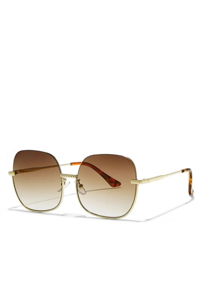Blackout GEO Women Japanese Gold Sunglasses - Frame Material: Metal- Frame Color: Japanese Gold-Lens Color: Brown  - Full Rim
