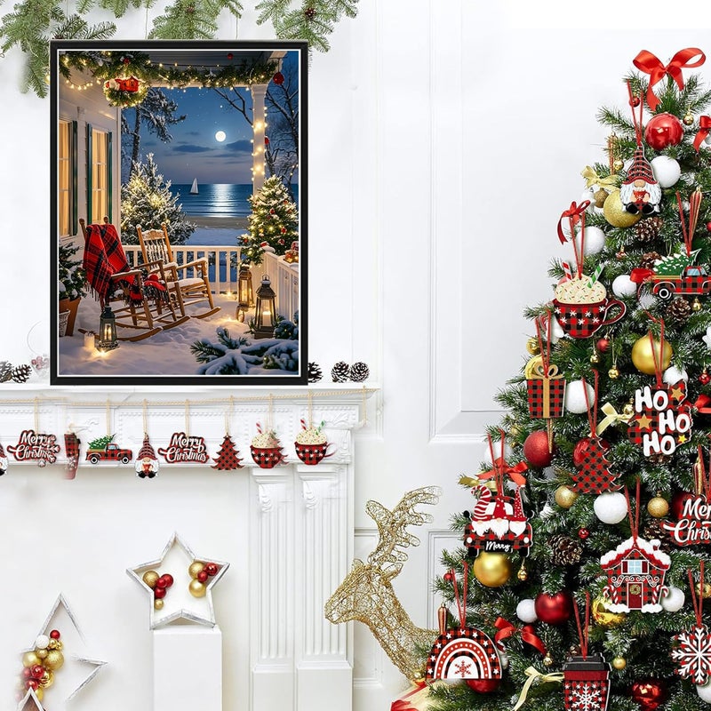 MBNTJHT Christmas Eve Paint by Numbers Kit for Adults,Landscape Beach Paint by Number Kits for Adult Beginners with Brushes,DIY Snow Scenery Unframed Oil Painting Art Kits for Home Wall Decor 16x20 Inch. - Image 5