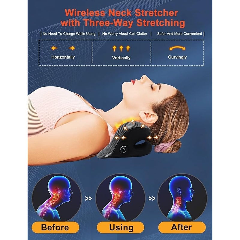 Wireless Heated Neck Stretcher for Pain Relief, Portable Cordless Neck Shoulder Cervical Traction Device with Graphene Heating Pad No Smell Magnetic Therapy Case Relaxer for TMJ Migraine Spine Alignme - Image 3