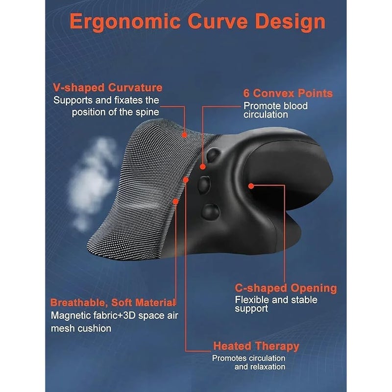 Wireless Heated Neck Stretcher for Pain Relief, Portable Cordless Neck Shoulder Cervical Traction Device with Graphene Heating Pad No Smell Magnetic Therapy Case Relaxer for TMJ Migraine Spine Alignme - Image 5