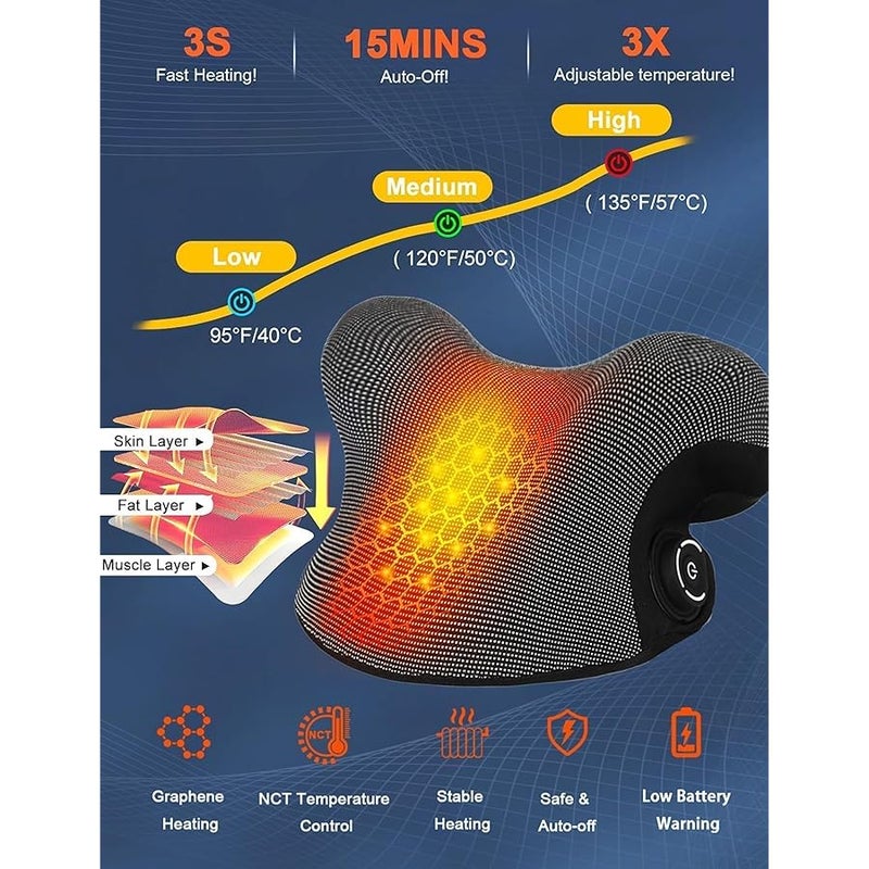Wireless Heated Neck Stretcher for Pain Relief, Portable Cordless Neck Shoulder Cervical Traction Device with Graphene Heating Pad No Smell Magnetic Therapy Case Relaxer for TMJ Migraine Spine Alignme - Image 2