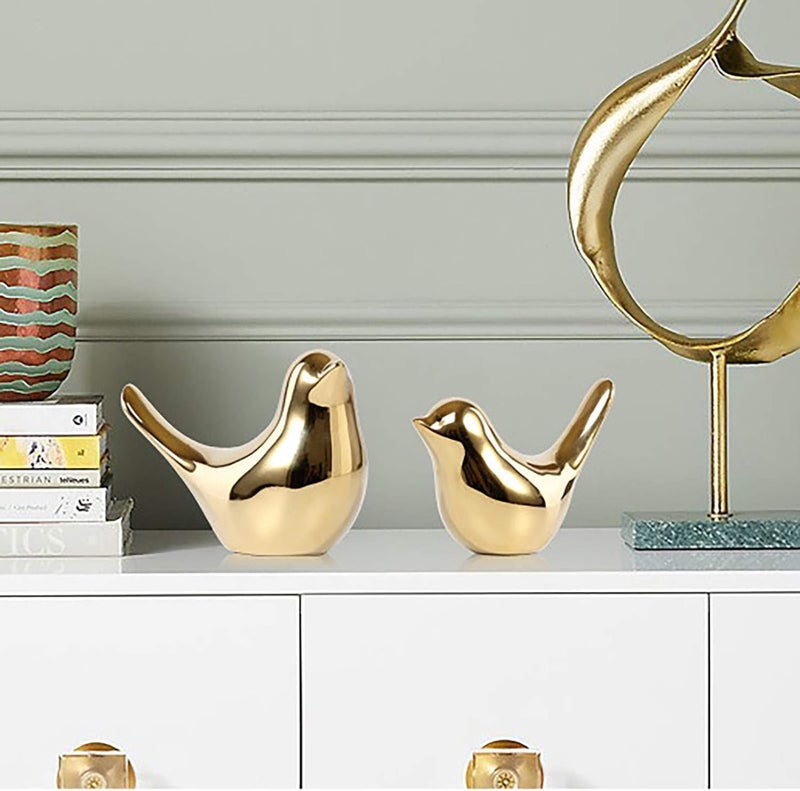 Hidakl 2Pcs Gold Animal Decorative Ornaments Home Decor Furnishing Statues Decorative Birds Art Ceramic Figurines Statues for Bedroom Windowsill Office Desktop Wedding Gift - Image 4