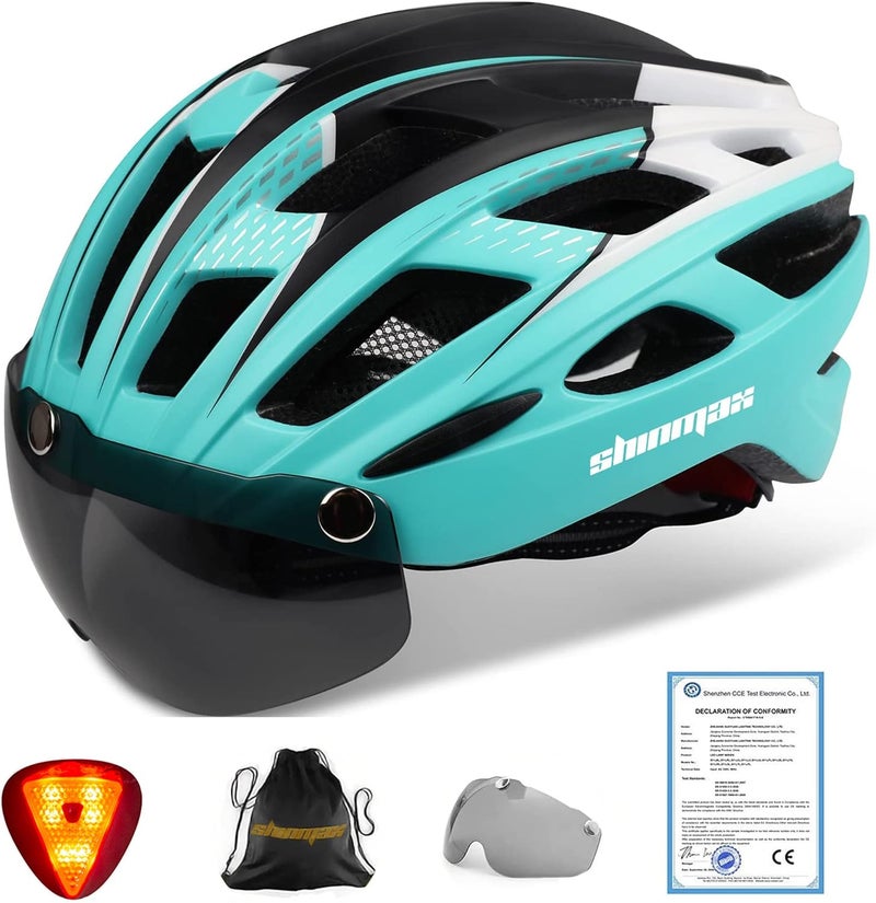Shinmax Individual & group usable Shinmax Bicycle Helmet with LED Lighting, Bicycle Helmet with Safety Light, Magnetic Bicycle Helmet and Removable Screen Roller Visor Ski Snowboard Helmet for Men Women NR-096 Room to room portable - Image 1