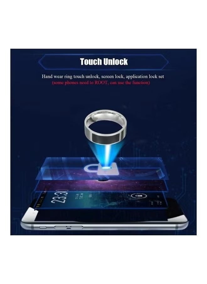 Generic - Smart Rings NFC Multifunctional Waterproof Smart Ring  Intelligent Ring Smart Wear Finger Digital Ring Smart Accessories 3x2x3cm Black/Silver - Image 1