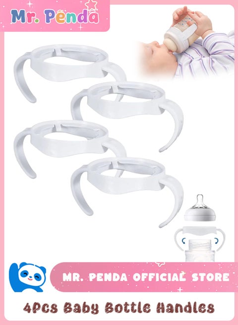 4 Pcs Baby Bottle Handles for Philips Avent Natural Baby Bottles, Compatible Avent Bottle Holder for Baby (White)