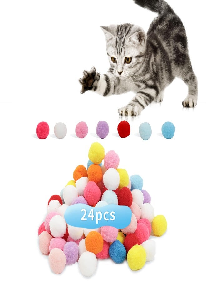 DODHEG 24 Pcs Colorful Pet Balls, Soft Plush Balls, Cat's Favorite Toy Ball, Interactive Cat Toy. - Image 1