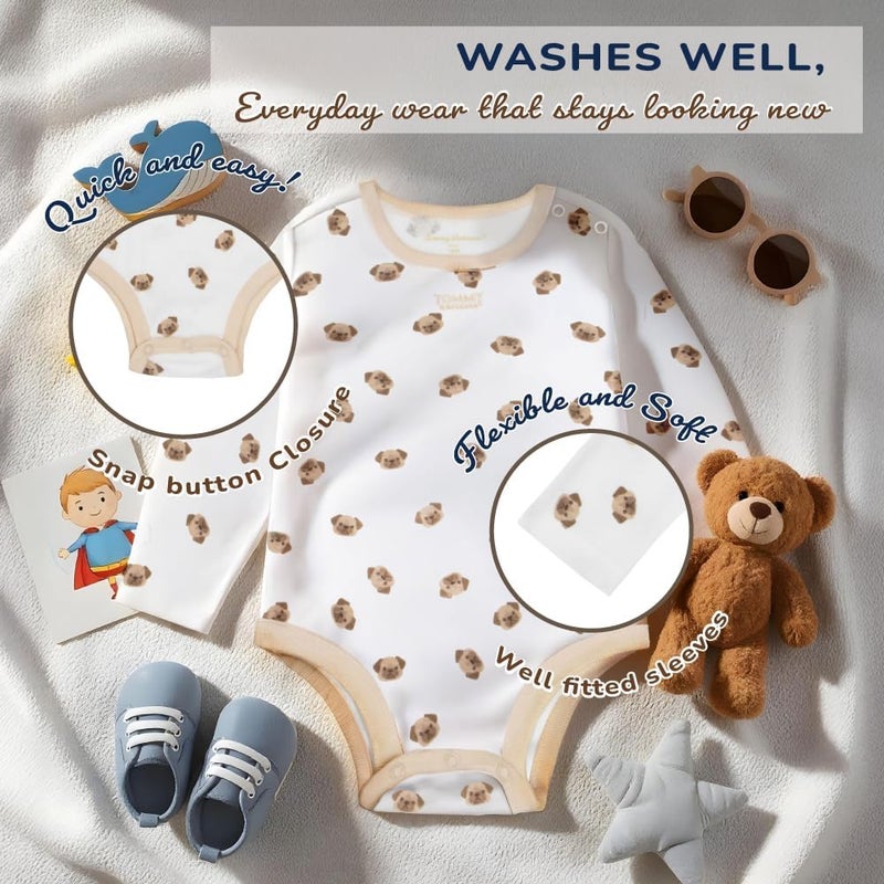 Tommy Bahama Baby 3-Piece 100% Cotton Set - Long Sleeve Shirt, Onesie, and Pants Bundle for Infants and Babies - Image 3