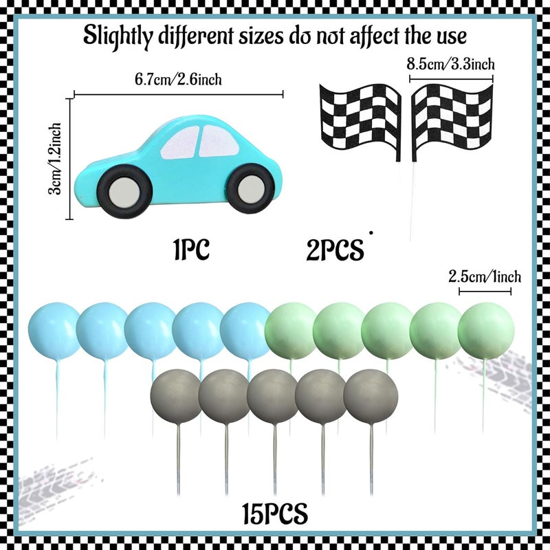 Roaring Good Time Two Quick Cake Toppers, Racing Car Cake Decorations, Car Cake Topper, Checked Flag Cake Topper, Growing Up, Two Quick Birthday Decoration for Birthday Decorations Chemical free - Image 3