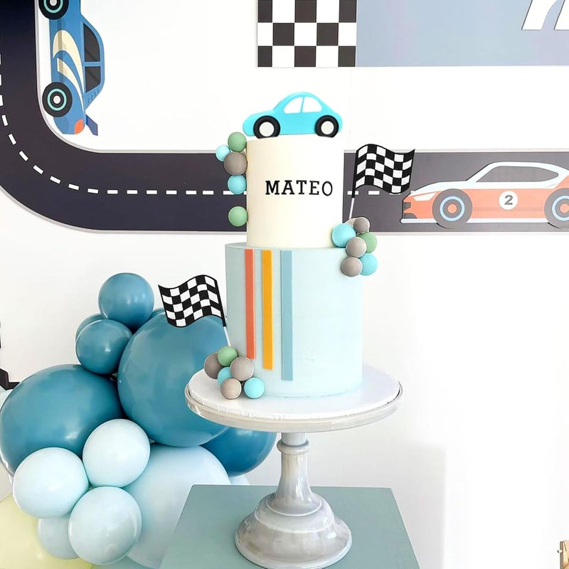 Roaring Good Time Two Quick Cake Toppers, Racing Car Cake Decorations, Car Cake Topper, Checked Flag Cake Topper, Growing Up, Two Quick Birthday Decoration for Birthday Decorations Chemical free - Image 5