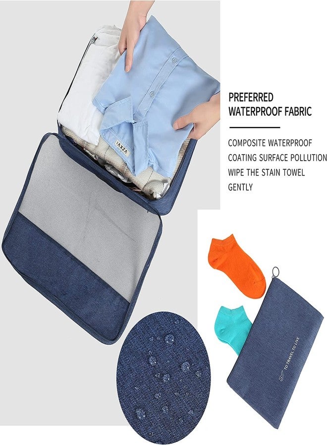 STARFLYER 7 Set Packing Cubes For Suitcases Travel Luggage Organizers With Laundry Bag,Shoe Bag And Toitetry bag,Lightweight Luggage For Carry On Suitcase, Oxford cloth + mesh. (BLUE) - Image 5