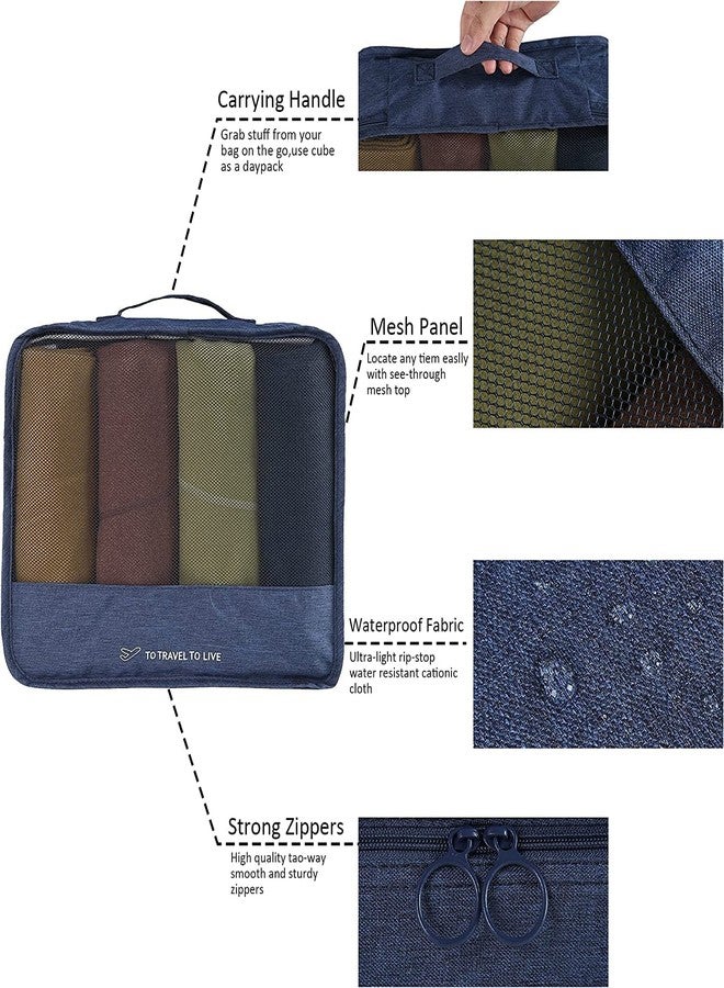 STARFLYER 7 Set Packing Cubes For Suitcases Travel Luggage Organizers With Laundry Bag,Shoe Bag And Toitetry bag,Lightweight Luggage For Carry On Suitcase, Oxford cloth + mesh. (BLUE) - Image 3