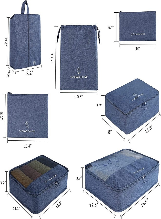 STARFLYER 7 Set Packing Cubes For Suitcases Travel Luggage Organizers With Laundry Bag,Shoe Bag And Toitetry bag,Lightweight Luggage For Carry On Suitcase, Oxford cloth + mesh. (BLUE) - Image 2
