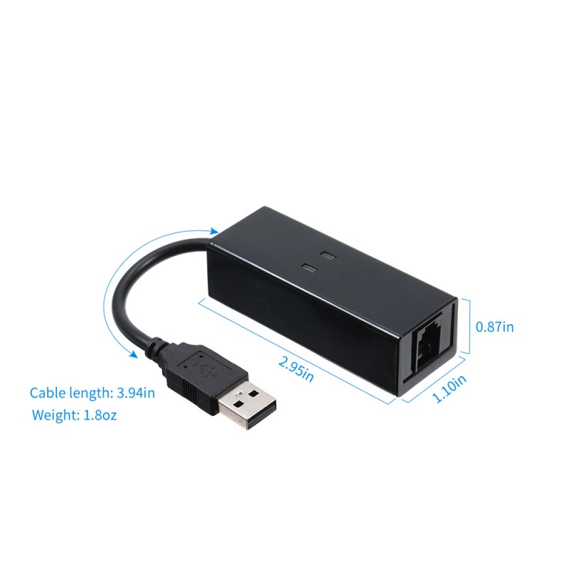 56K External USB Modem - Black With Conexant CX93010 Chip Stable Performance Fax Modem for Windows 98, ME, 2000, XP, Vista, Win7, Win8, Win10 - Image 2