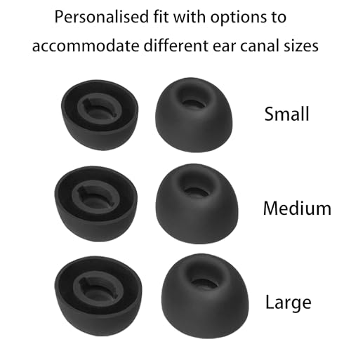 NANLANFAN Replacement Silicone Ear Tips for JBL Tune Buds, JBL Live Free 2 True Wireless Earbuds, 6 Pairs (S/M/L, Black) - Image 3