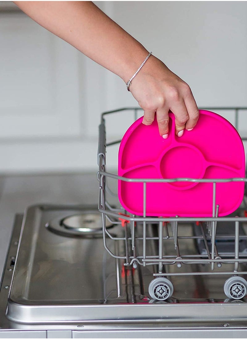 Yumi Anti Spill Silicone Plate And Spoon Set Pink