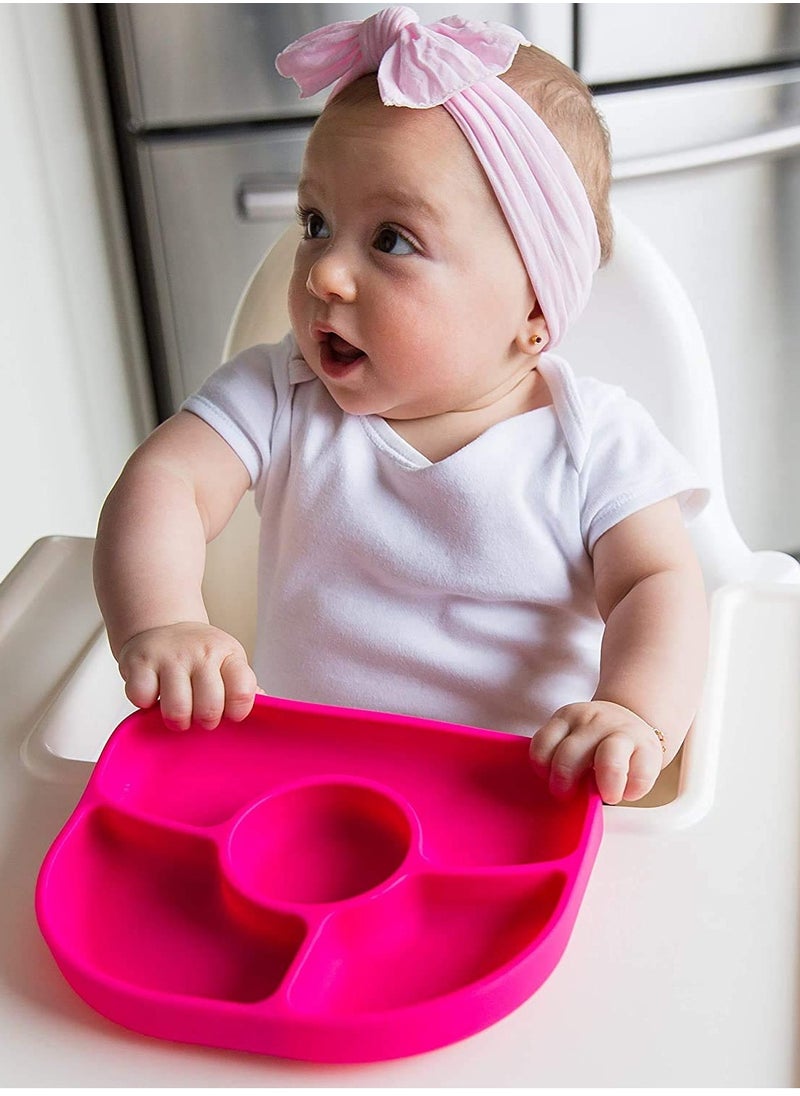 Yumi Anti Spill Silicone Plate And Spoon Set Pink