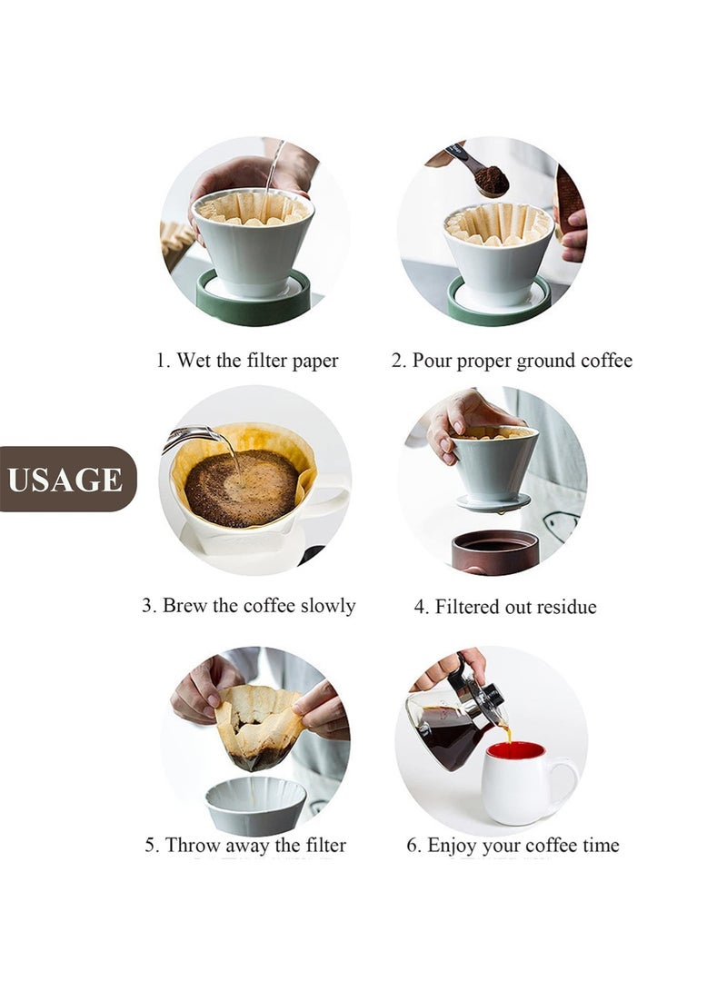 YOONISPRO 2-5 Cup Coffee Paper Filters,50 Pieces Of Unbleached Coffee Paper Filters ,Unbleached Basket Coffee Filter Paper for Compact Coffee Makers,Small Coffee Maker,Single Serve Coffee Pot,Drip Coffee Makers,Thicken Natural Coffee Filter Basket (White) - Image 5